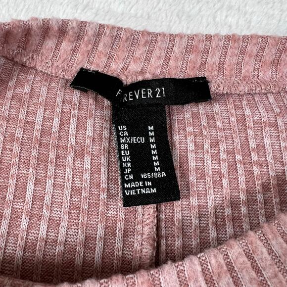 Forever 21 Pink Ribbed Short Sleeve Bodysuit Size Medium - Picture 4 of 9